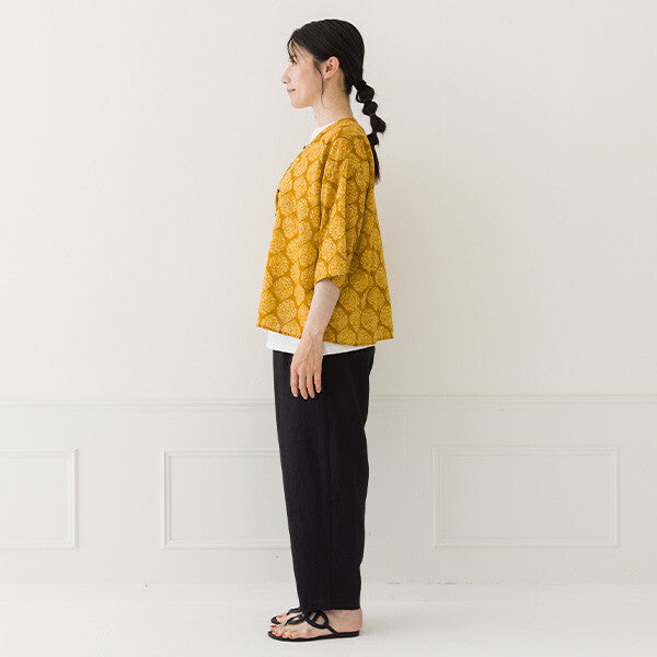 【crea delice】棉麻滿版印花立領上衣 Japan E-Shop