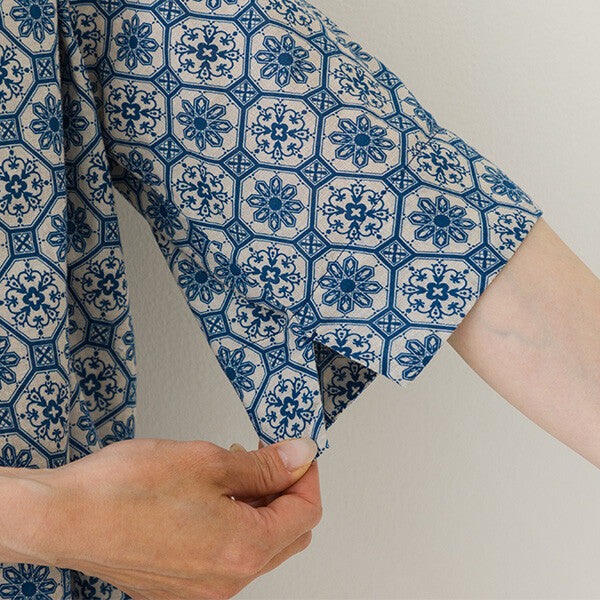 【crea delice】棉麻滿版印花立領上衣 Japan E-Shop