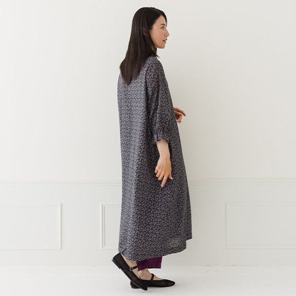 【crea delice】棉麻印花蓬袖前開式洋裝 Japan E-Shop