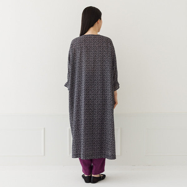 【crea delice】棉麻印花蓬袖前開式洋裝 Japan E-Shop