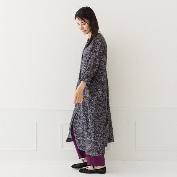 【crea delice】棉麻印花蓬袖前開式洋裝 Japan E-Shop