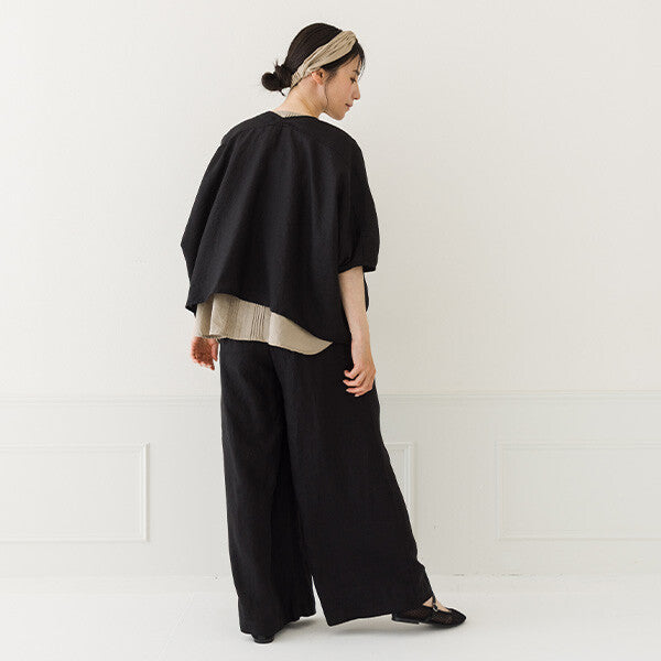 【crea delice】100%亞麻V領蝙蝠袖襯衫 Japan E-Shop