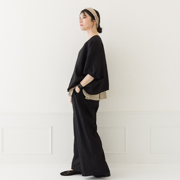 【crea delice】100%亞麻V領蝙蝠袖襯衫 Japan E-Shop