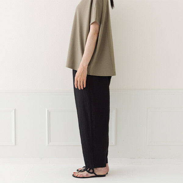 【crea delice】純麻鬆緊腰繭型長褲 Japan E-Shop