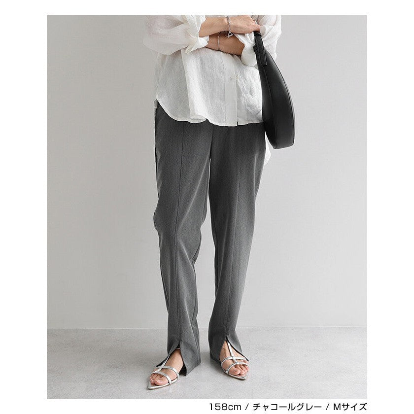 【evernavy】微彈前開衩修身直筒長褲 Japan E-Shop