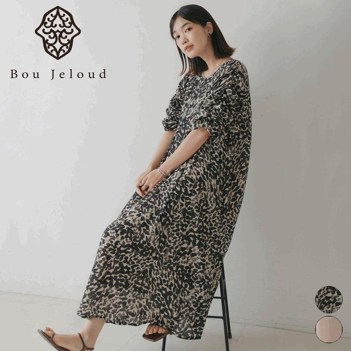 【Bou Jeloud】抓皺袖打褶長洋裝 顏色