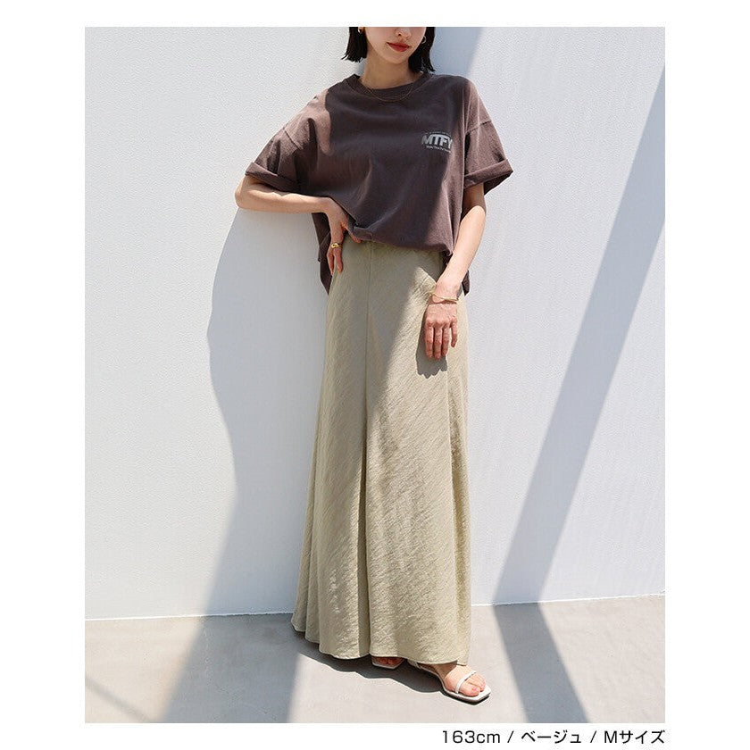【evernavy】萊賽爾亞麻混紡斜裁傘擺長裙｜鬆緊腰 Japan E-Shop