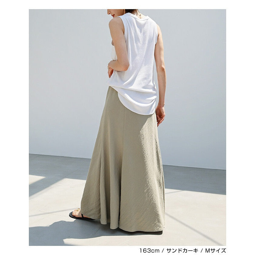 【evernavy】萊賽爾亞麻混紡斜裁傘擺長裙｜鬆緊腰 Japan E-Shop