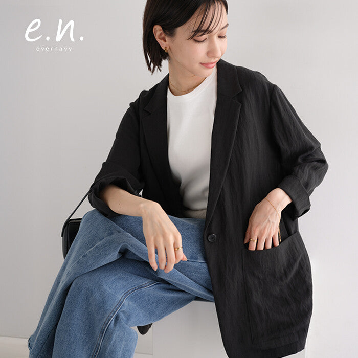 【evernavy】天絲亞麻混紡單釦西裝外套 Japan E-Shop