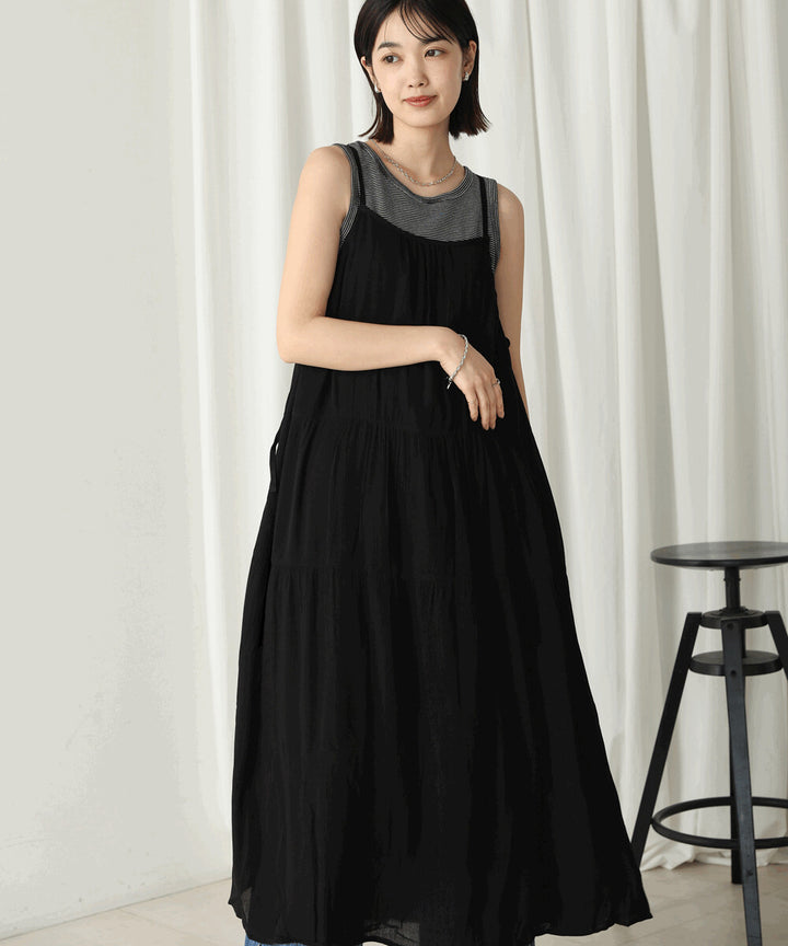 【Bou Jeloud】人造縐褶細肩帶抓皺洋裝 Japan E-Shop