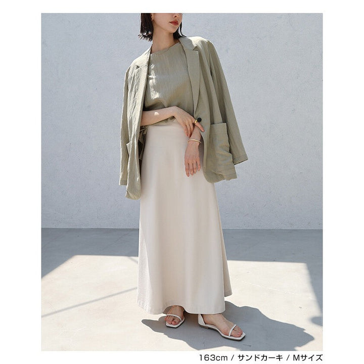 【evernavy】萊賽爾亞麻混紡寬肩長版無袖上衣 Japan E-Shop