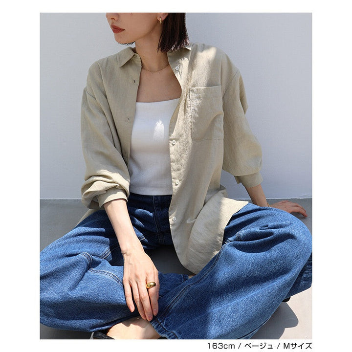 【evernavy】萊賽爾亞麻混紡寬鬆長袖襯衫 Japan E-Shop