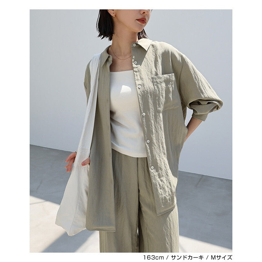 【evernavy】萊賽爾亞麻混紡寬鬆長袖襯衫 Japan E-Shop