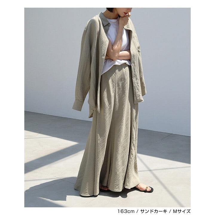 【evernavy】萊賽爾亞麻混紡寬鬆長袖襯衫 Japan E-Shop