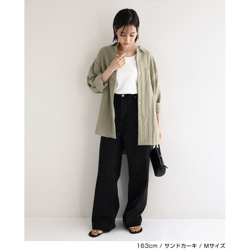【evernavy】萊賽爾亞麻混紡寬鬆長袖襯衫 Japan E-Shop