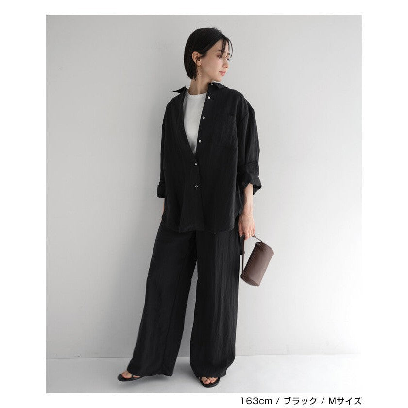【evernavy】萊賽爾亞麻混紡寬鬆長袖襯衫 Japan E-Shop
