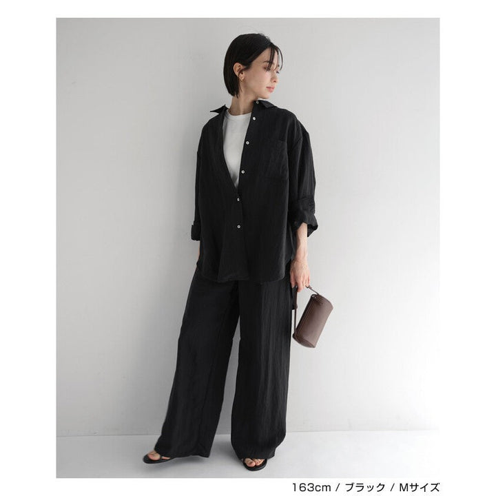 【evernavy】萊賽爾亞麻混紡寬鬆長袖襯衫 Japan E-Shop