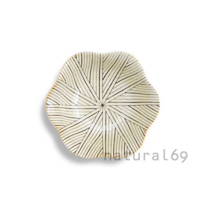 【natural69】陶感白釉 波佐見燒六方小缽 磁器小碟 可微波