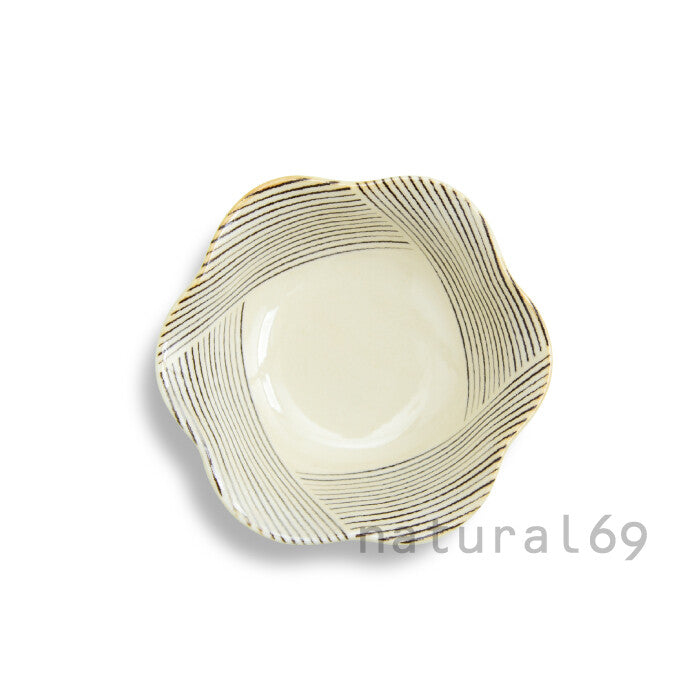 【natural69】陶感白釉 波佐見燒六方小缽 磁器小碟 可微波
