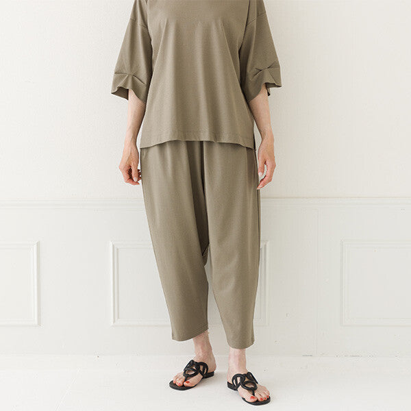 【crea delice】純棉順滑鬆緊腰錐形長褲 Japan E-Shop