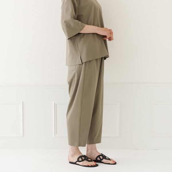 【crea delice】純棉順滑鬆緊腰錐形長褲 Japan E-Shop