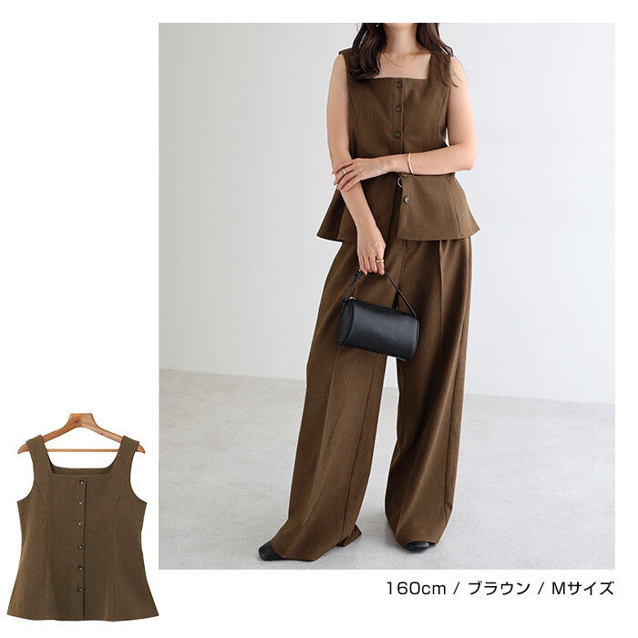 【Alma Design】方領剪接波浪下擺無袖上衣 洗練大人氣質剪裁 顏色
