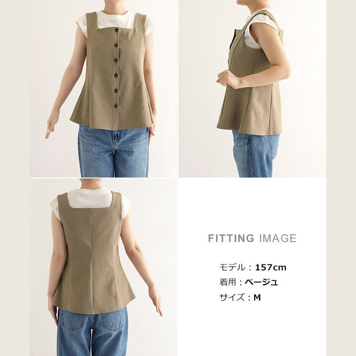 【Alma Design】方領剪接波浪下擺無袖上衣 洗練大人氣質剪裁 顏色
