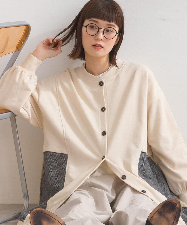 【iriey】雪花水洗 異材質拼接 長版套頭衫 Japan E-Shop