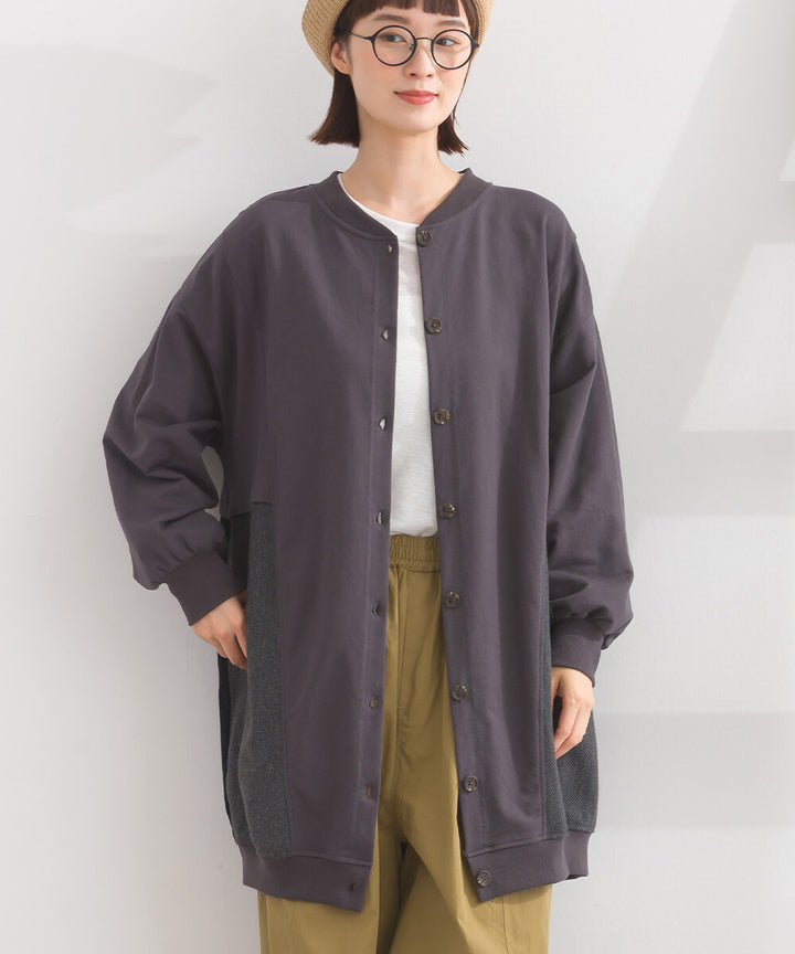 【iriey】雪花水洗 異材質拼接 長版套頭衫 Japan E-Shop