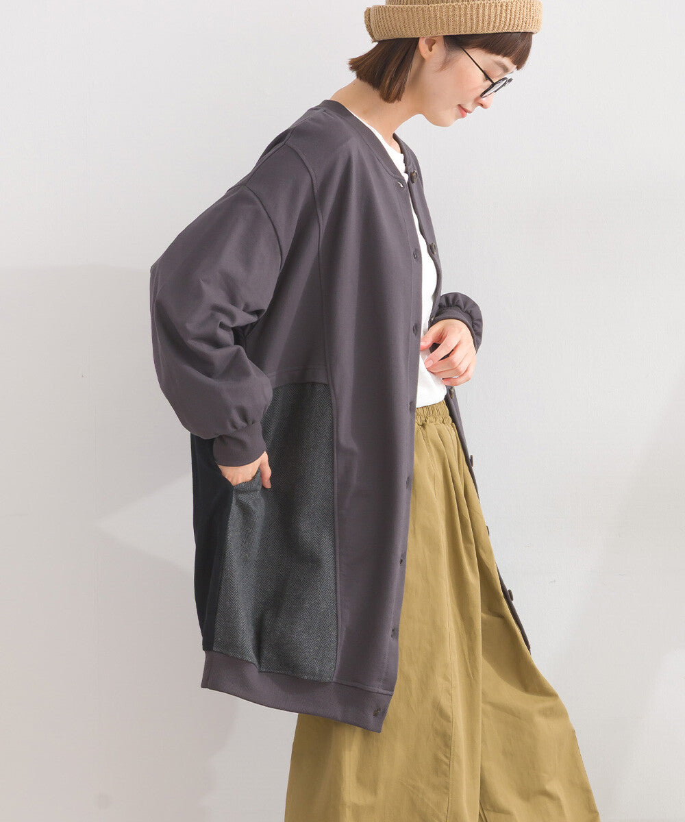 【iriey】雪花水洗 異材質拼接 長版套頭衫 Japan E-Shop
