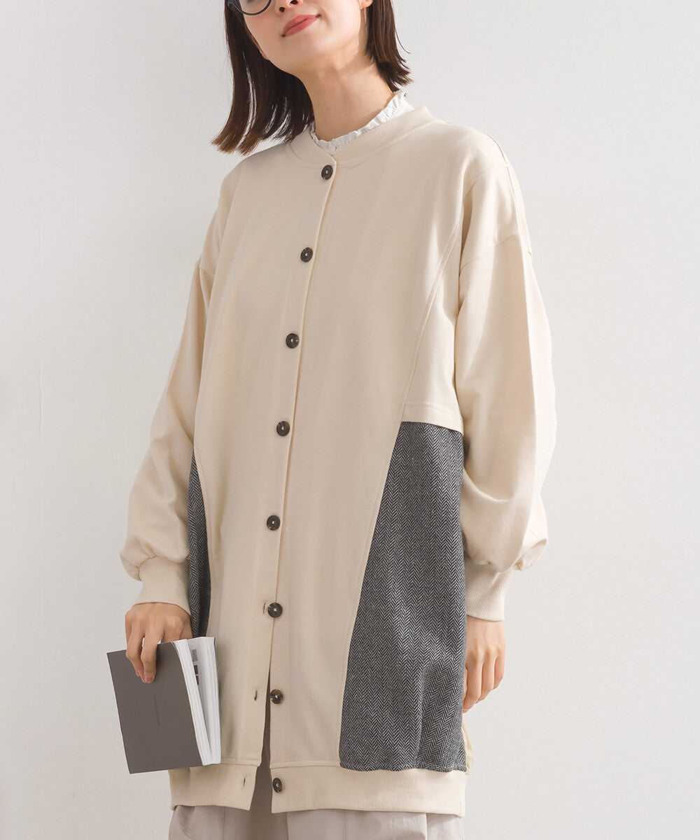【iriey】雪花水洗 異材質拼接 長版套頭衫 Japan E-Shop