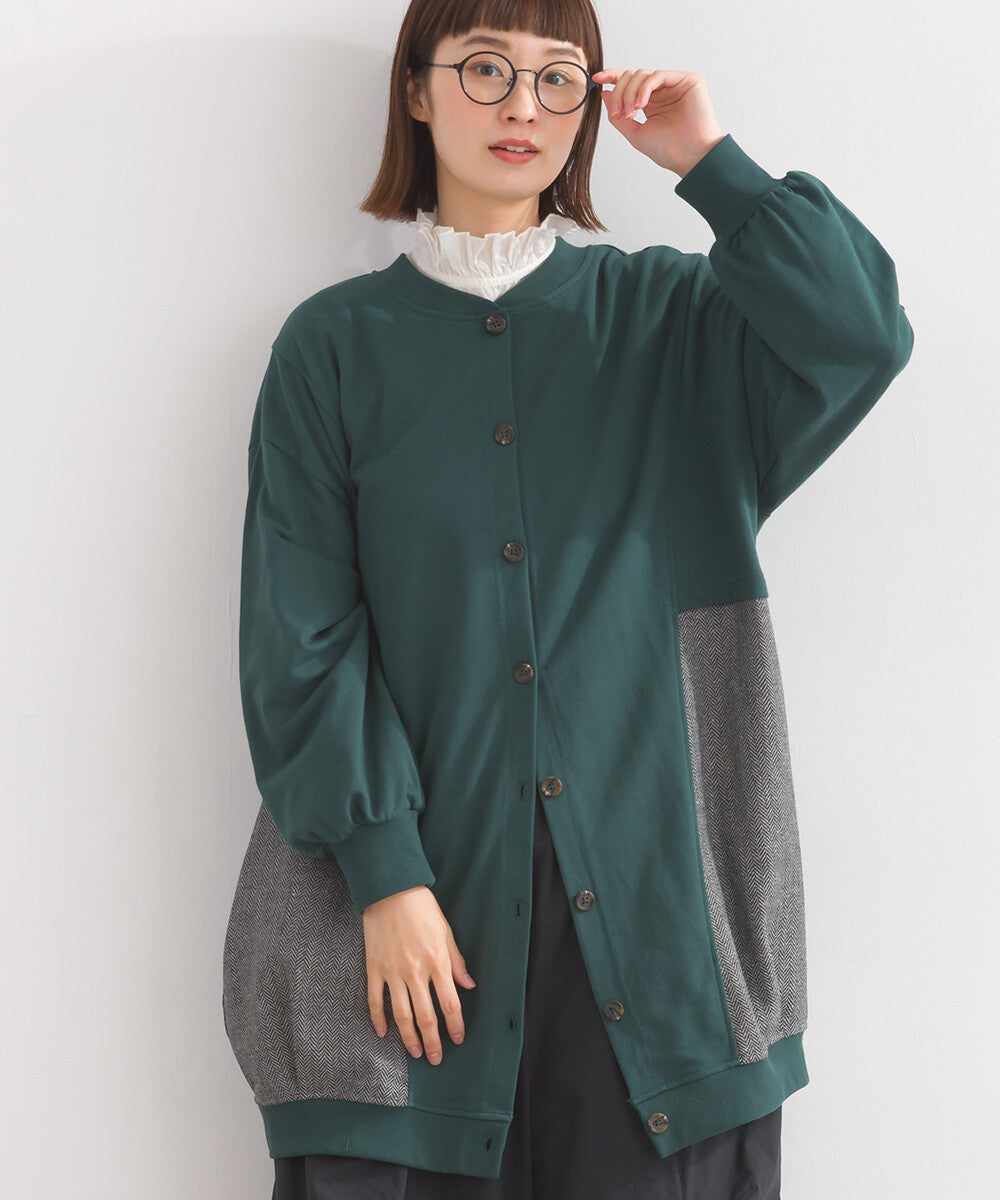 【iriey】雪花水洗 異材質拼接 長版套頭衫 Japan E-Shop