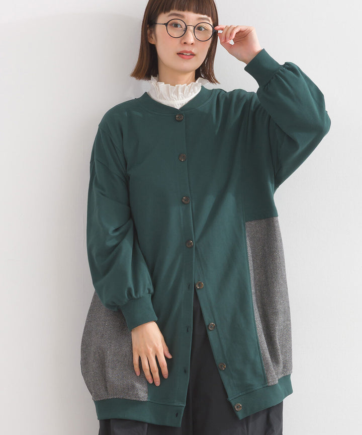 【iriey】雪花水洗 異材質拼接 長版套頭衫 Japan E-Shop