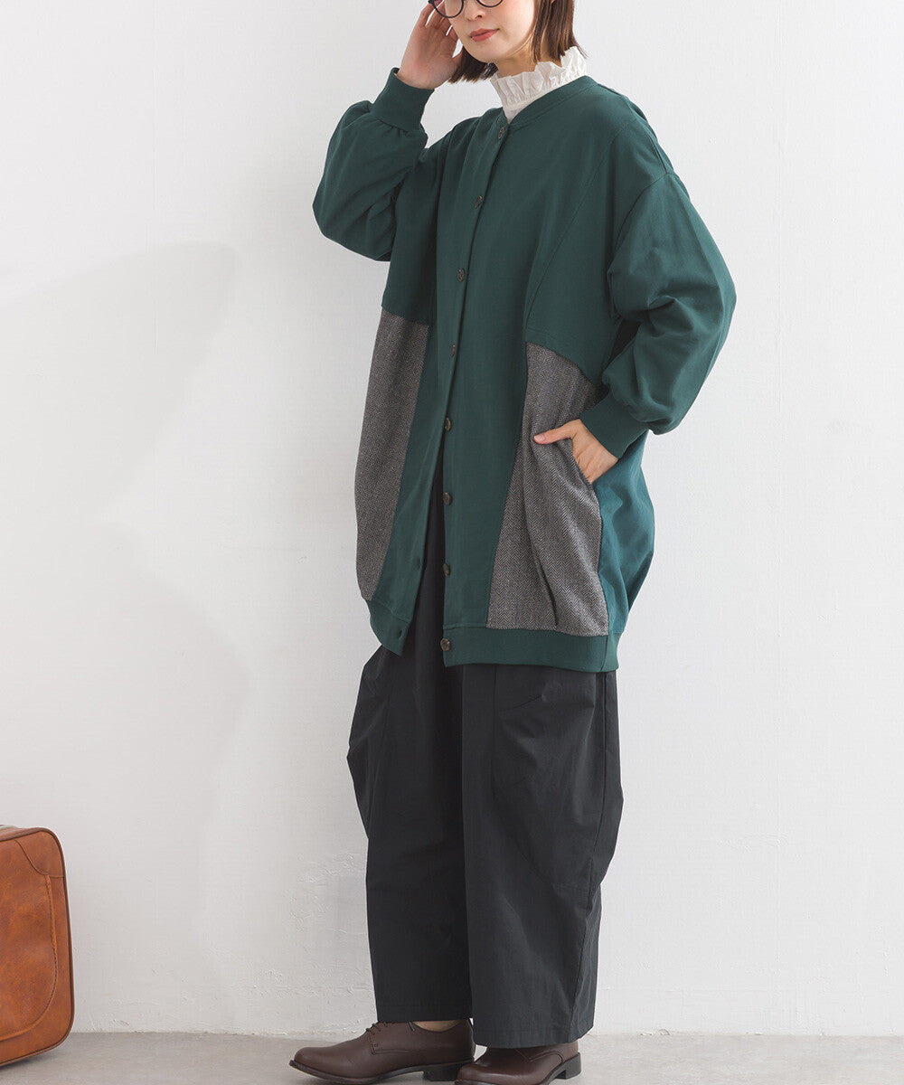 【iriey】雪花水洗 異材質拼接 長版套頭衫 Japan E-Shop