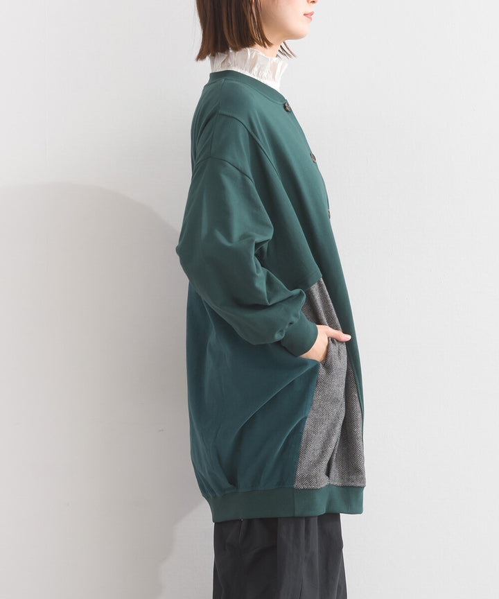 【iriey】雪花水洗 異材質拼接 長版套頭衫 Japan E-Shop