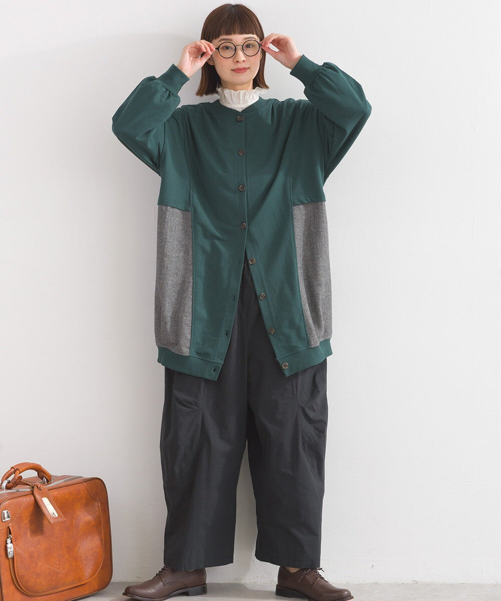 【iriey】雪花水洗 異材質拼接 長版套頭衫 Japan E-Shop
