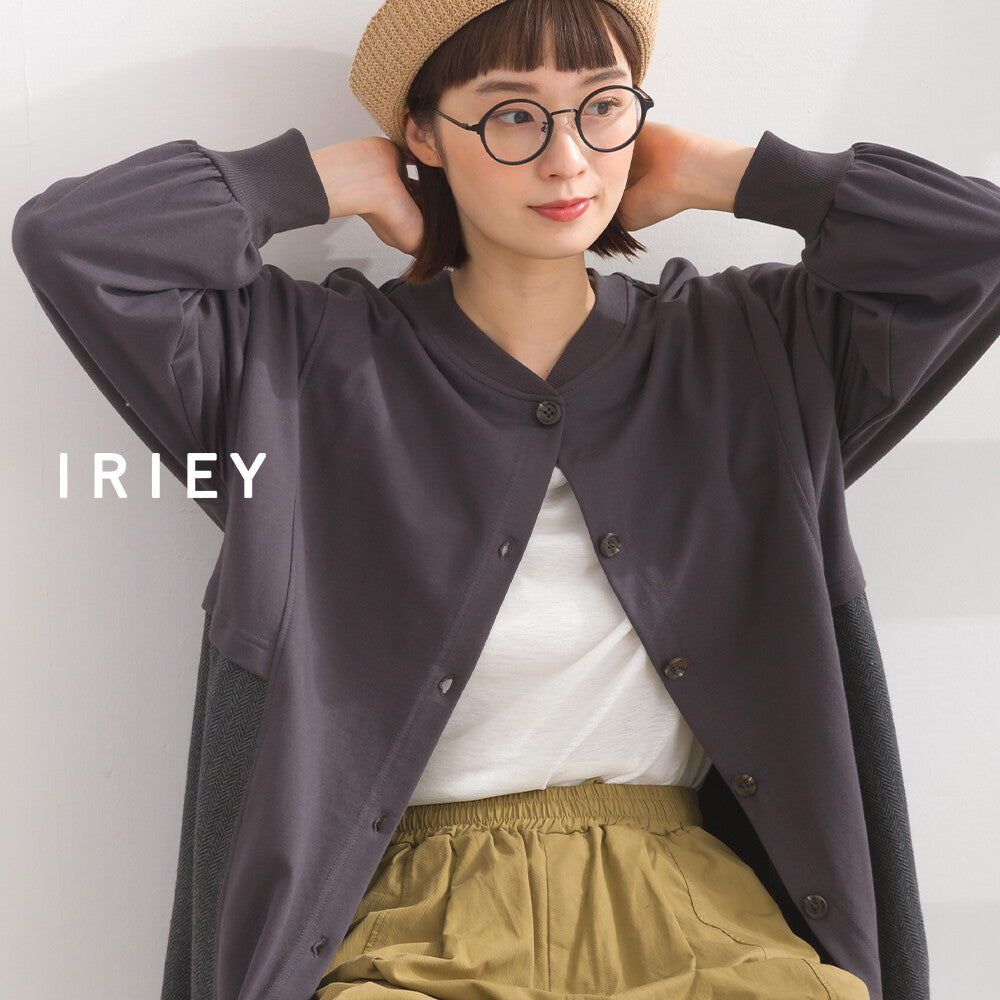 【iriey】雪花水洗 異材質拼接 長版套頭衫 顏色