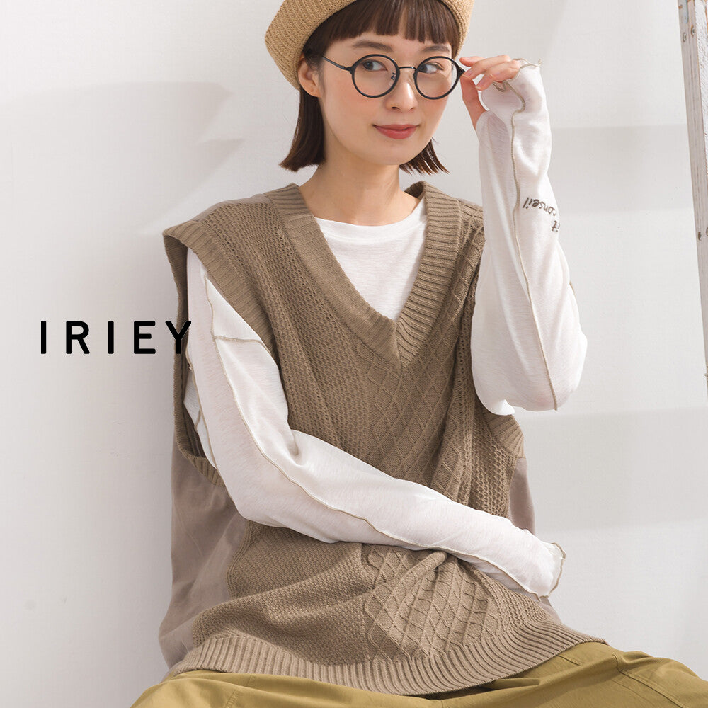 【iriey】燈芯絨×針織拼接 寬鬆無袖背心 顏色