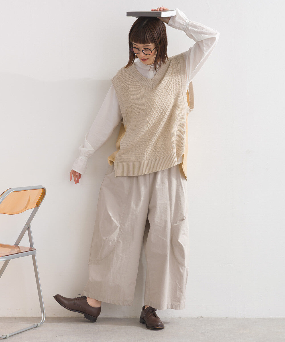 【iriey】燈芯絨×針織拼接 寬鬆無袖背心 Japan E-Shop