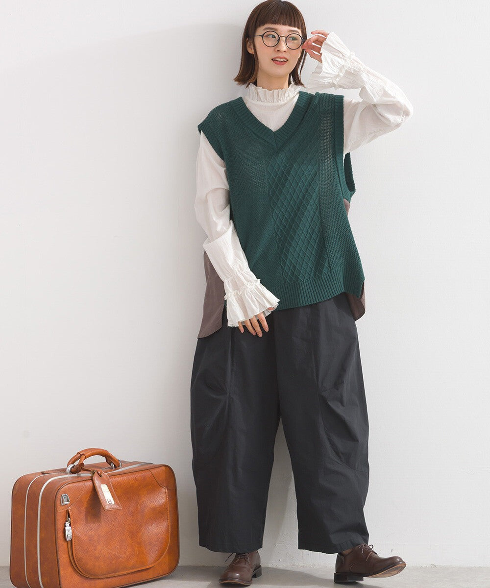 【iriey】燈芯絨×針織拼接 寬鬆無袖背心 Japan E-Shop