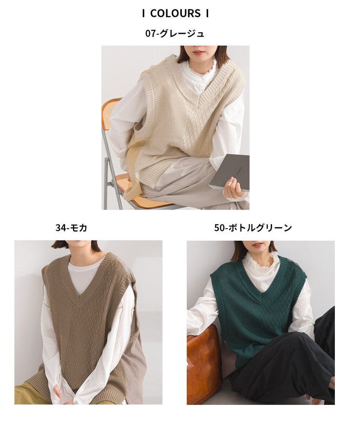 【iriey】燈芯絨×針織拼接 寬鬆無袖背心 Japan E-Shop
