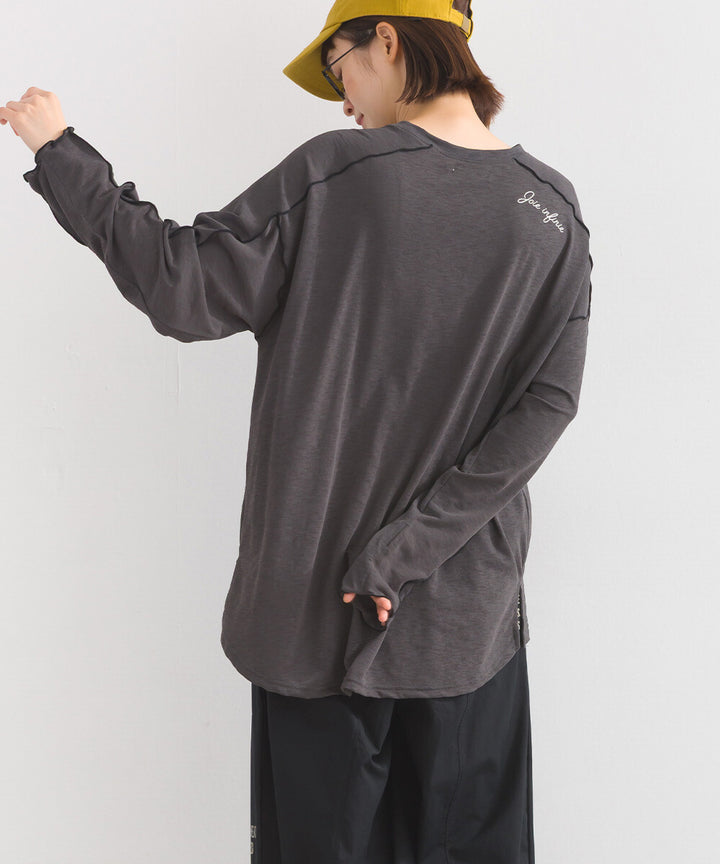 【iriey】透明感縷空拼接 隨機品牌字母 長袖上衣 Japan E-Shop