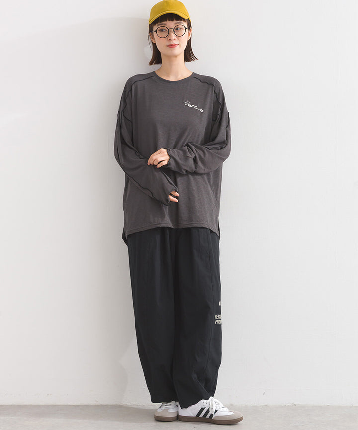 【iriey】透明感縷空拼接 隨機品牌字母 長袖上衣 Japan E-Shop