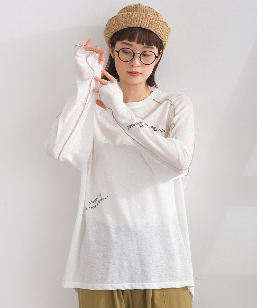 【iriey】透明感縷空拼接 隨機品牌字母 長袖上衣 Japan E-Shop