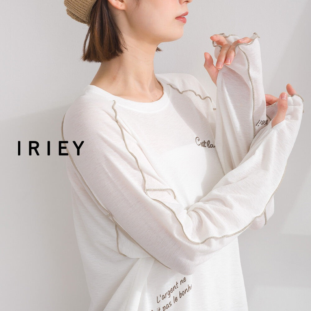 【iriey】透明感縷空拼接 隨機品牌字母 長袖上衣 顏色