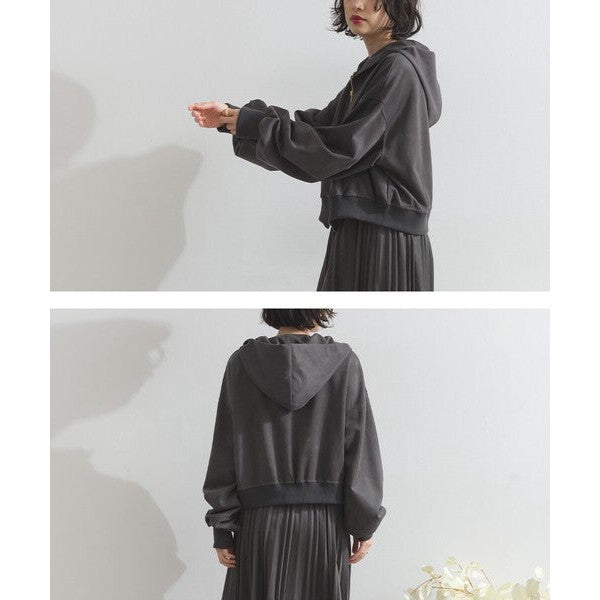 ELENCARE DUE 麂皮感雙頭拉鍊短版連帽外套 Japan E-Shop