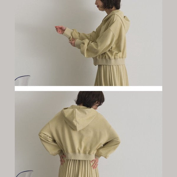 ELENCARE DUE 麂皮感雙頭拉鍊短版連帽外套 Japan E-Shop