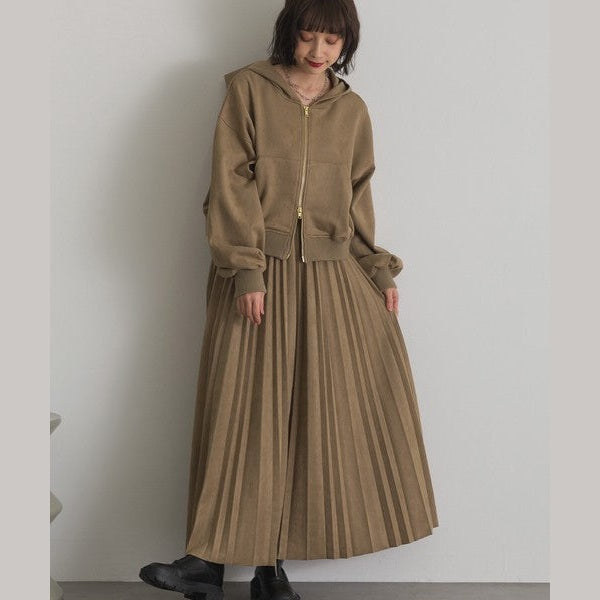 ELENCARE DUE 麂皮感雙頭拉鍊短版連帽外套 Japan E-Shop