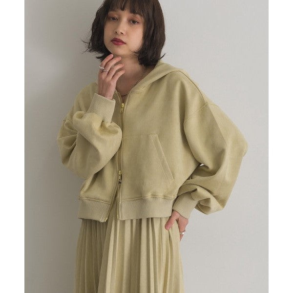 ELENCARE DUE 麂皮感雙頭拉鍊短版連帽外套 Japan E-Shop