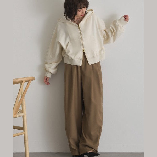 ELENCARE DUE 麂皮感雙頭拉鍊短版連帽外套 Japan E-Shop